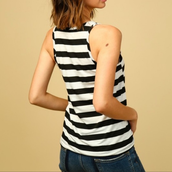 Black and White Striped Tank Top - Picture 2 of 5
